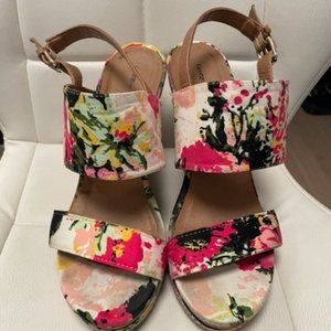 George PINK Floral Ultra High Wedges Size 8